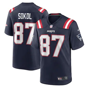 mens nike matt sokol navy new england patriots game player 